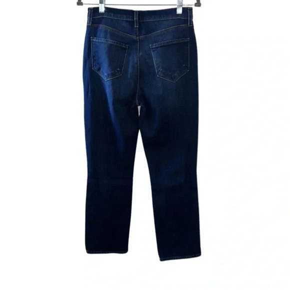 L'Agence Shane Distressed Mid Rise Slouchy Straight Jeans Dark Wash Size 27 - Picture 5 of 8